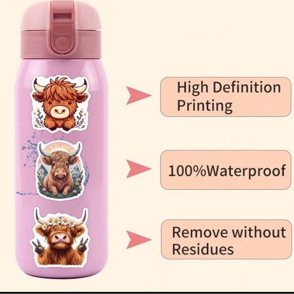 56 Cute Highland Cow Stickers - Picture 6 of 6